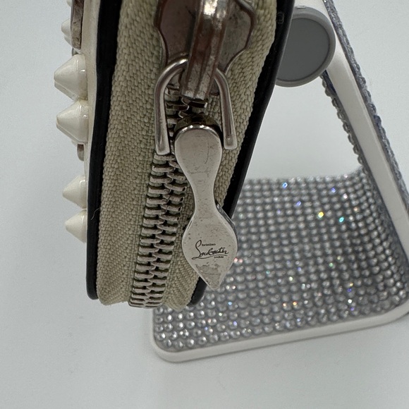 Christian Louboutin Beige & white Stud Embellished Compact Wallet / Cardholder - Picture 7 of 9